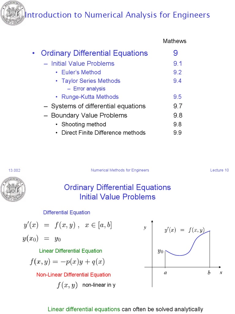 Introduction To Numerical Analysis For Engineers Initial Value