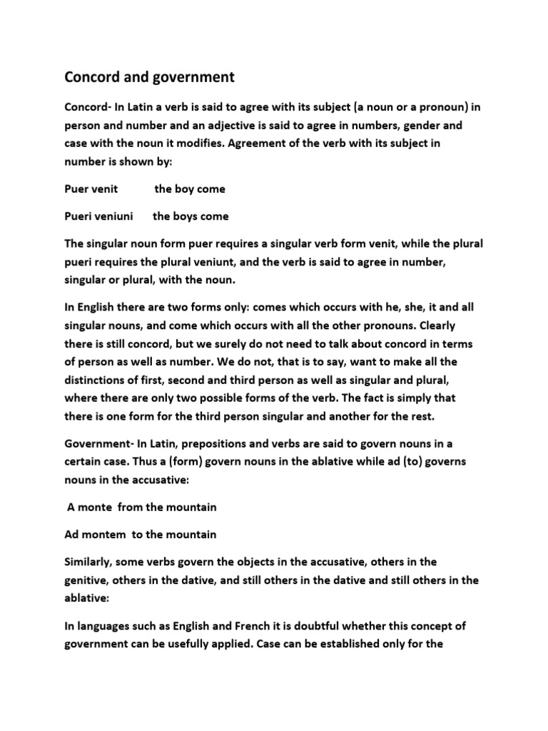 Concord and Government | PDF | Foreign Language Studies