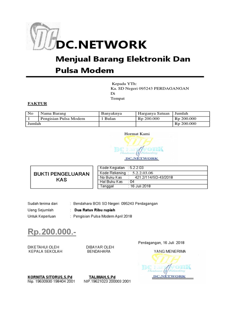 Kwitansi Pembayaran Pulsa Modem | PDF