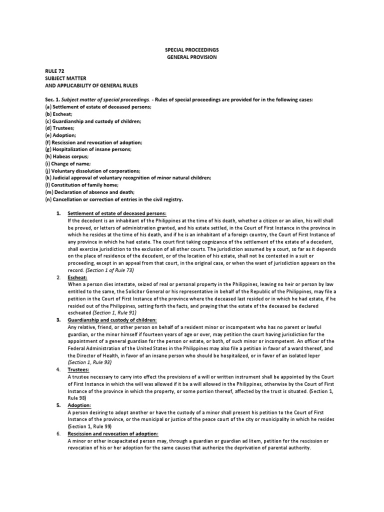 Section 1, Rule 93 | PDF | Legal Guardian | Will And Testament