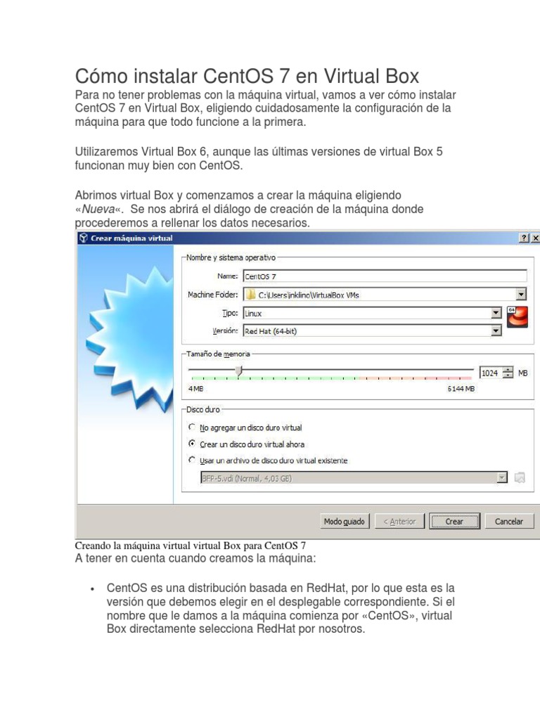 Instalar CentOS 7 en VirtualBox | PDF | Arranque | Usuario (informática)