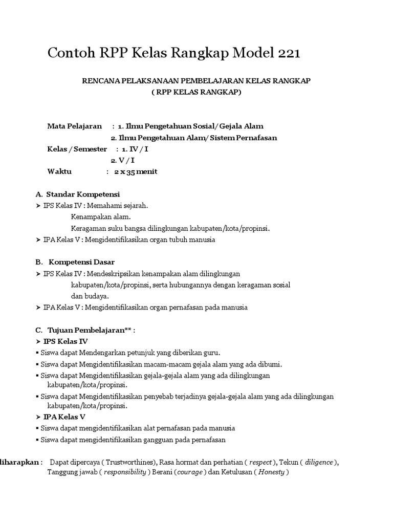 Contoh RPP Kelas Rangkap | PDF