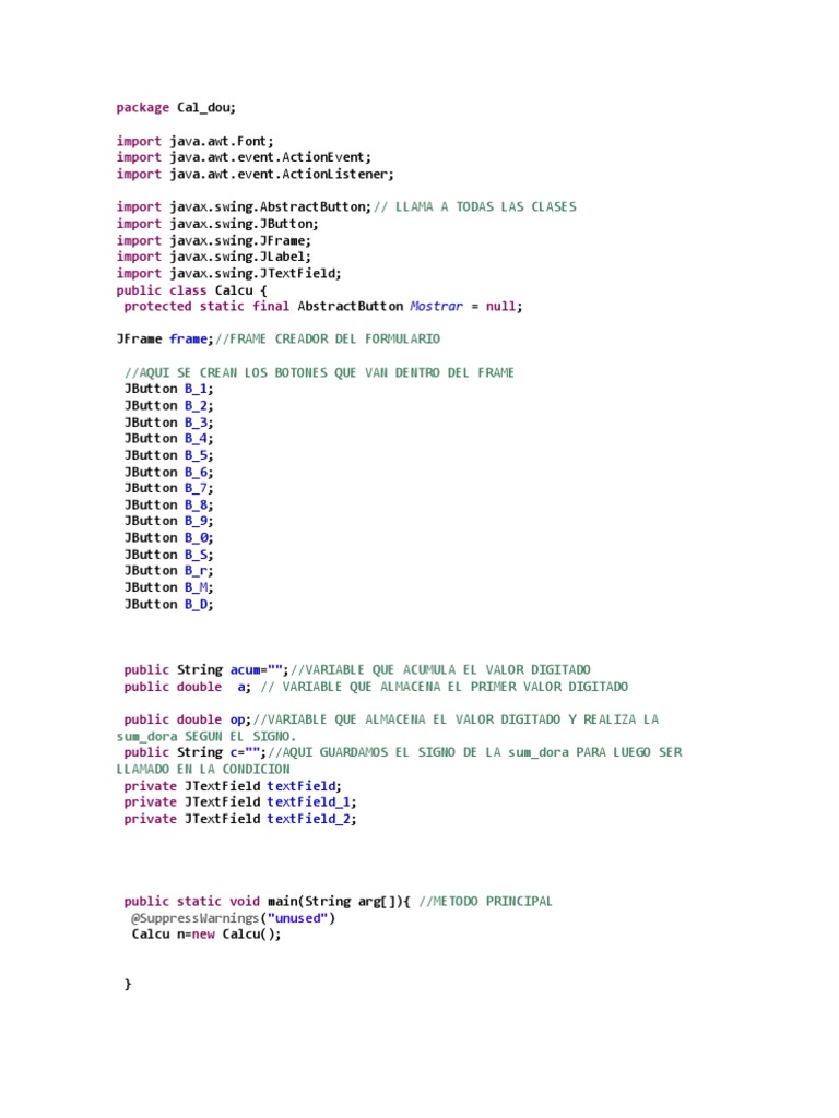 Calculadora Java con Interfaz Gráfica | PDF | Programación de ...