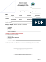 Transferee Form: Change of Residence Dropped Out Kicked Out Due To Family Problem Others (Please Specify)