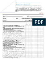 Readiness For Pr1 Questionnaire