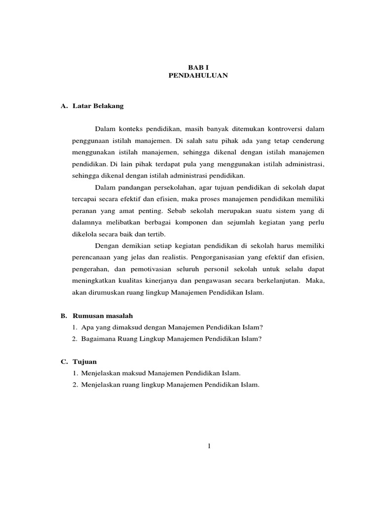 Makalah Ruang Lingkup Manajemen Pendidikan Islam
