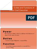 Powers, Duties and Functions of Local Chief Executive.