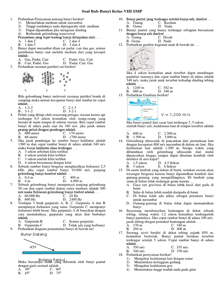 Soal Bab Bunyi Kelas Viii Smp Docx