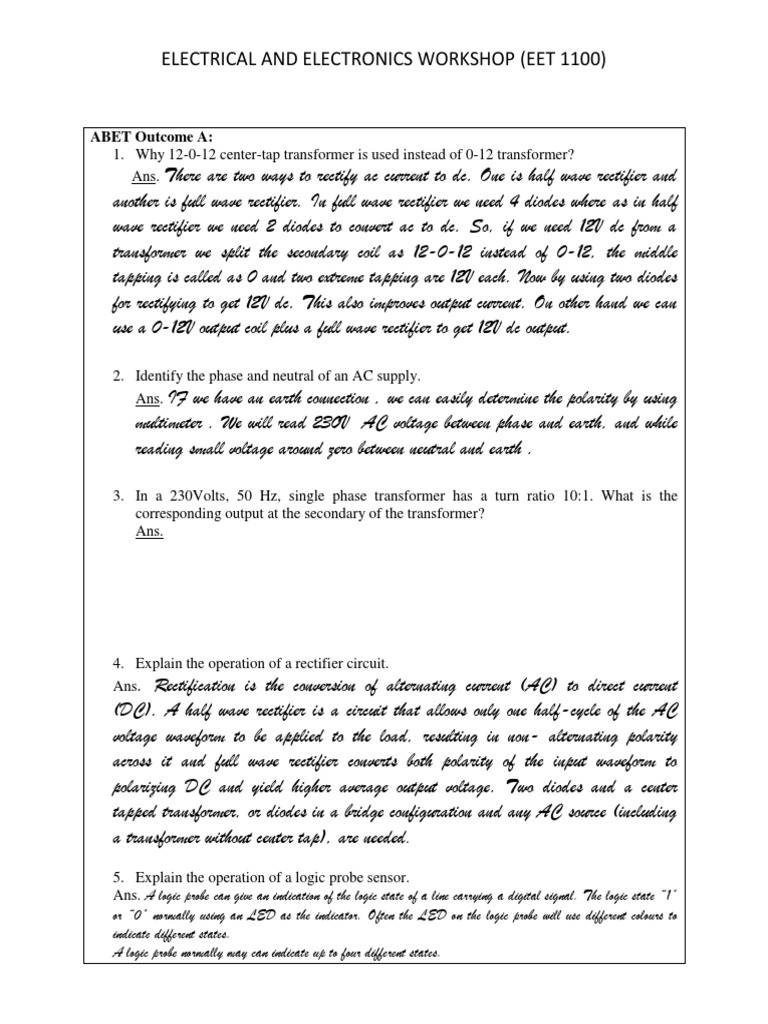 Question of EE Project | PDF | Rectifier | Direct Current