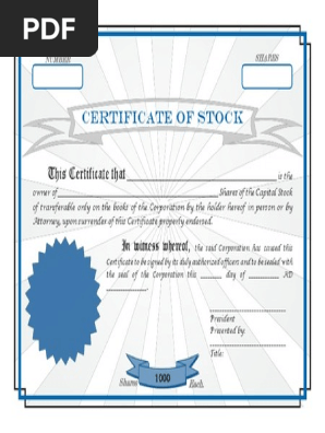 Stock Certificate Front
