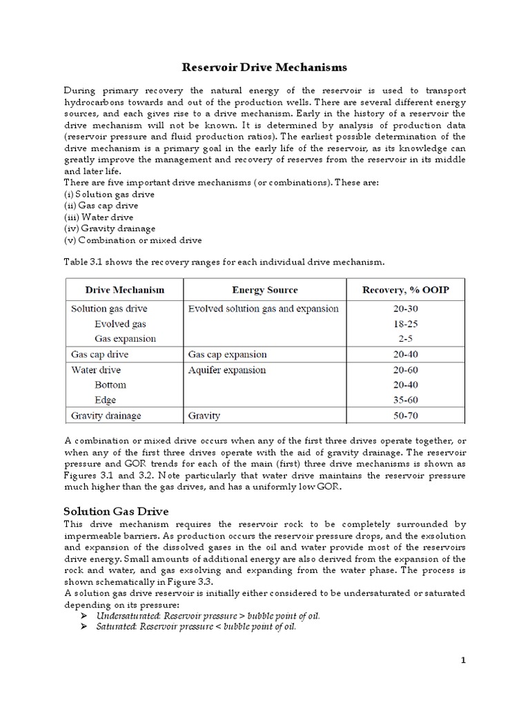 Drive Mechanisms | PDF | Extraction Of Petroleum | Petroleum Reservoir