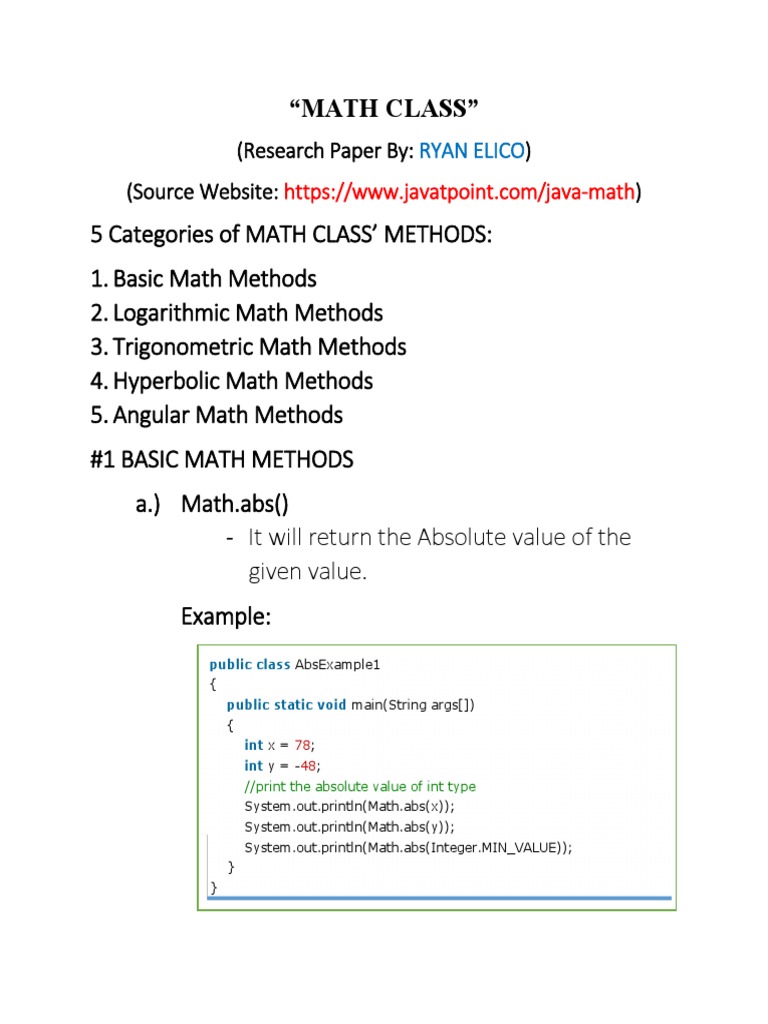 A Comprehensive Guide to the Basic Math Methods of Java's Math Class ...