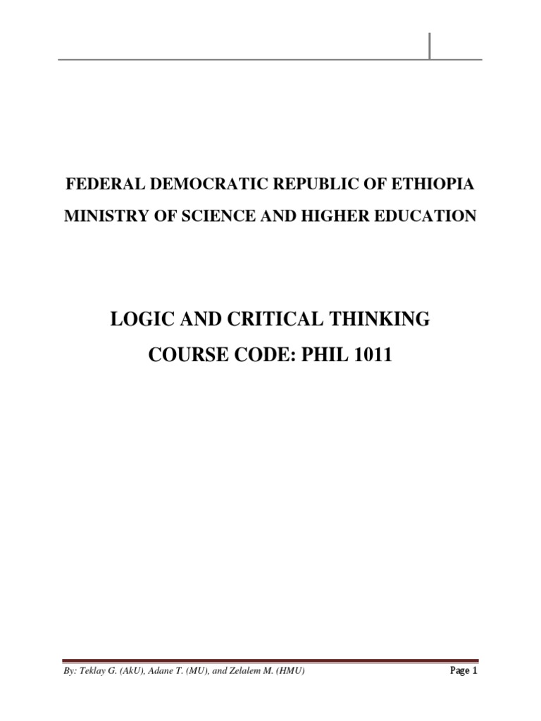 logic and critical thinking module pdf