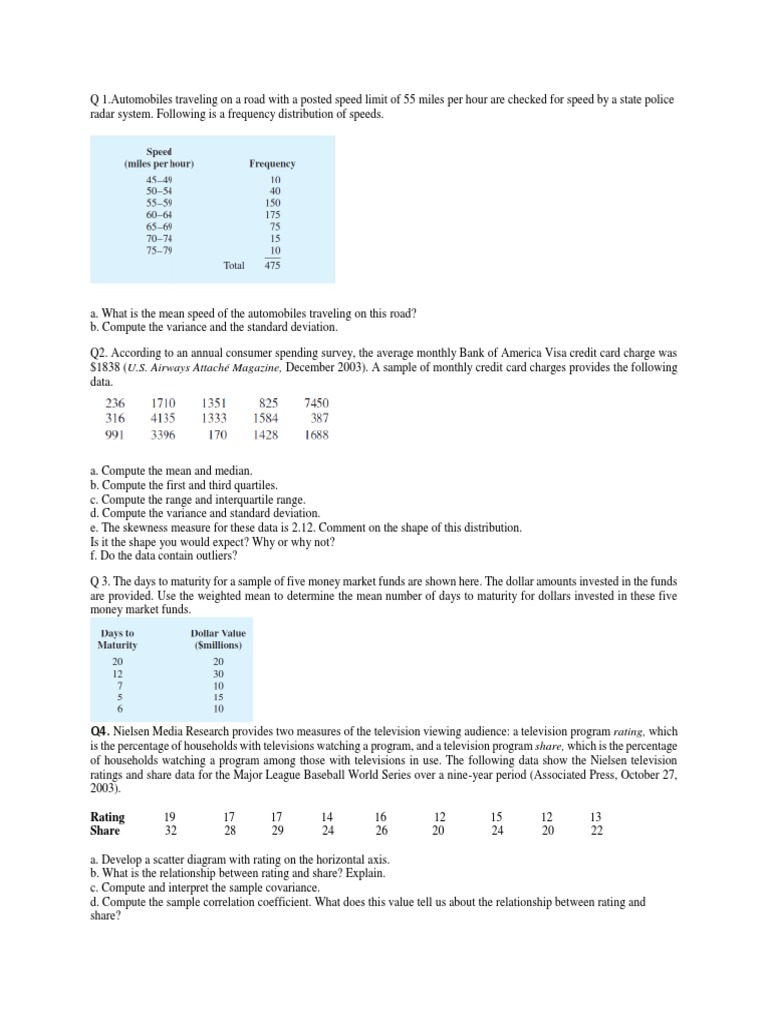 Statistical Analysis of Various Data Sets | PDF | Outlier | Mean