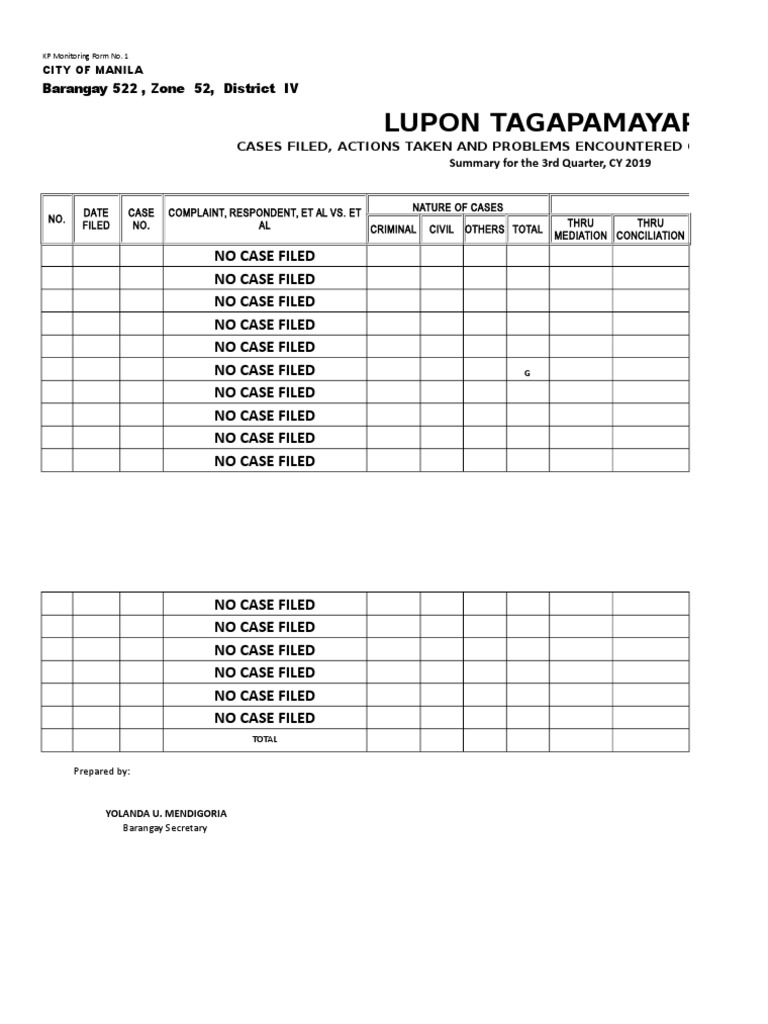 KP Monitoring Form | PDF | Legal Procedure | Common Law