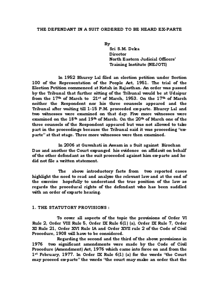 Ex-Parte Hearing: Defendant's Rights Explained | PDF | Pleading | Lawsuit