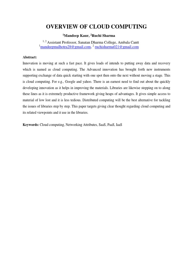 Cloud Computing Overview for Libraries | PDF