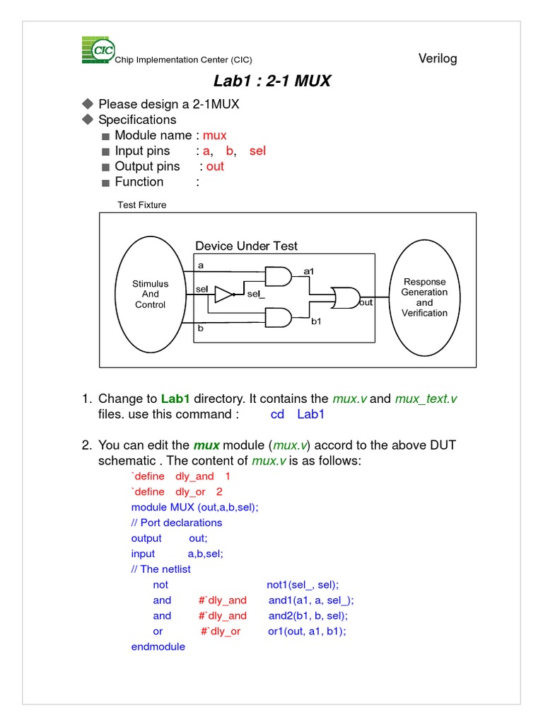 Verilog 2-1 MUX Design Guide | PDF | Computer Data Storage | Computer ...