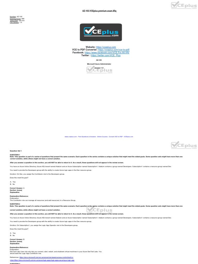 Microsoft Azure AZ-103 Exam Guide | PDF | Active Directory | Microsoft ...