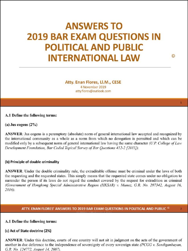 2019 Political Law Bar Questions and Answers PDF PDF