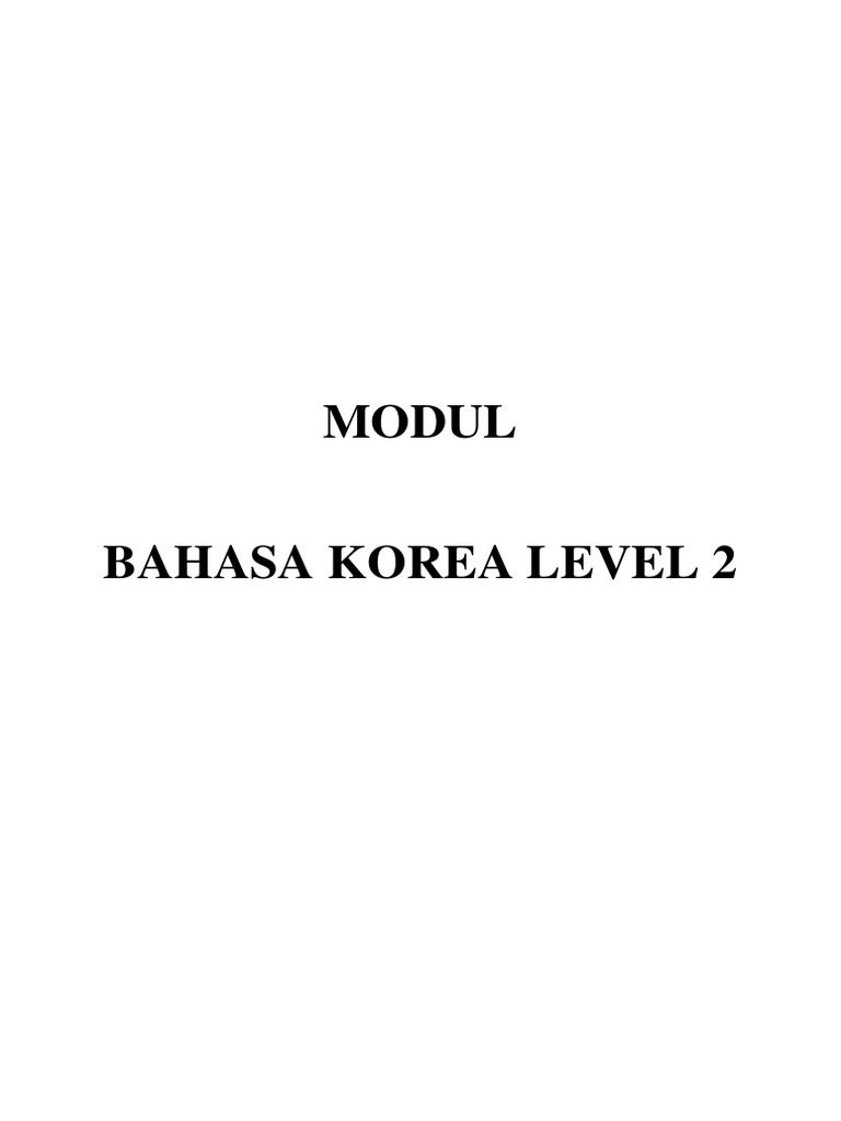 Belajar Bahasa Korea Level 2 | PDF
