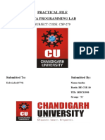 Practical File Java Programming Lab: Subject Code: Csp-279