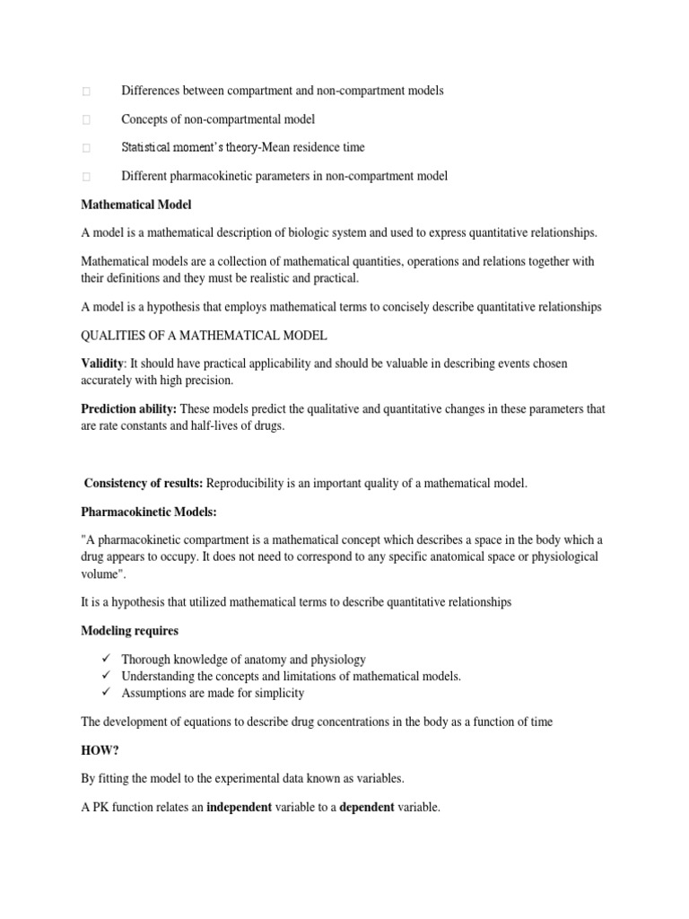 Compartmental Model | PDF | Pharmacokinetics | Mathematical Model