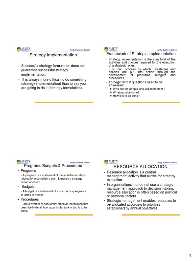 Strategy Implementation: Framework of Strategic Implementation | PDF ...
