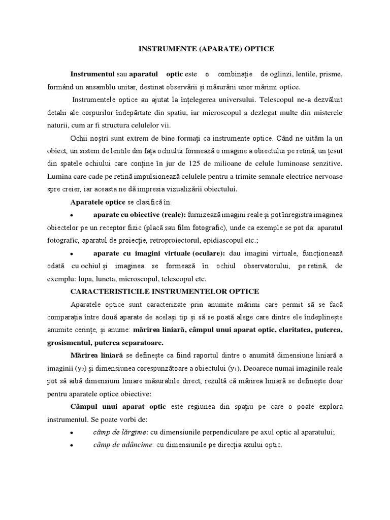 Instrumente Optice | PDF