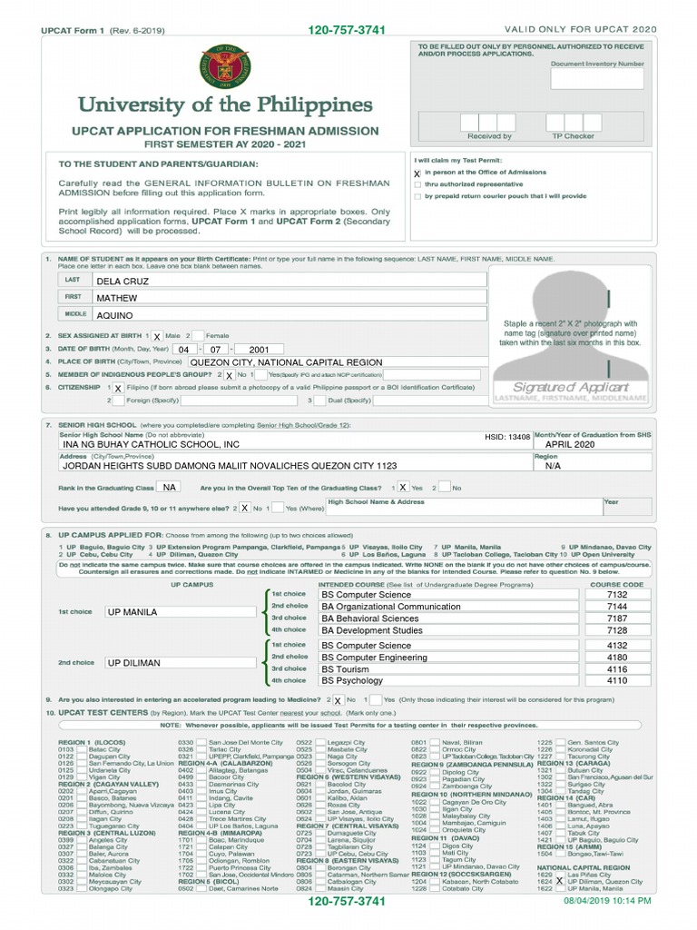 Upcat 2020 1207573741 2 | PDF | Academia