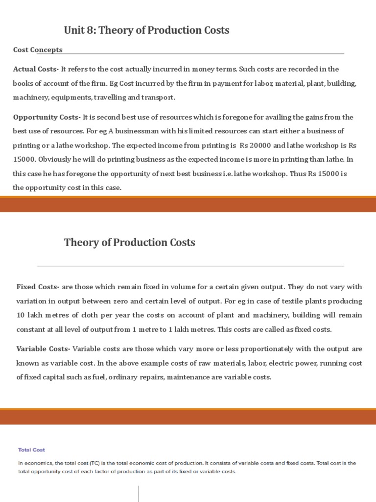 Production Cost Theory Overview | PDF | Average Cost | Marginal Cost