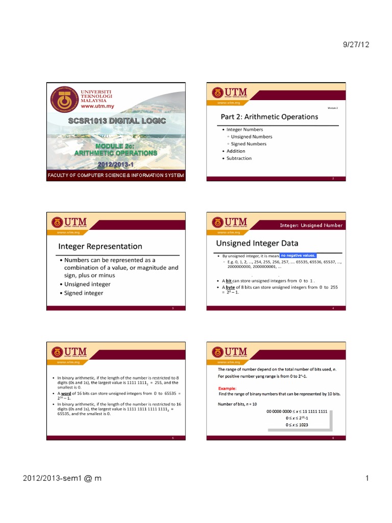 Module 2c Arithmetic Operations (Student) | PDF | Bit | Numbers