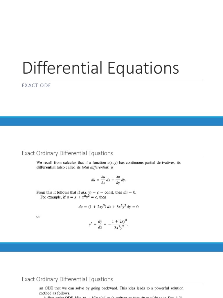 Exact Differential Equation ppt | Ordinary Differential Equation | Calculus