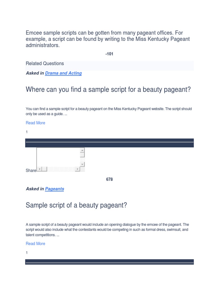 Pageant Emcee Script Guide | PDF | Career & Growth | Self-Improvement
