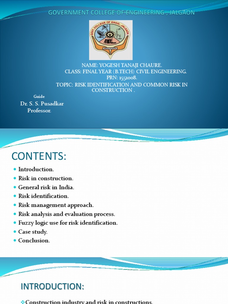 Risk Identification in Construction Projects | PDF | Risk Management ...
