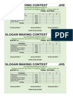 Slogan Making Contest JHS: Entry #: - Final Rating