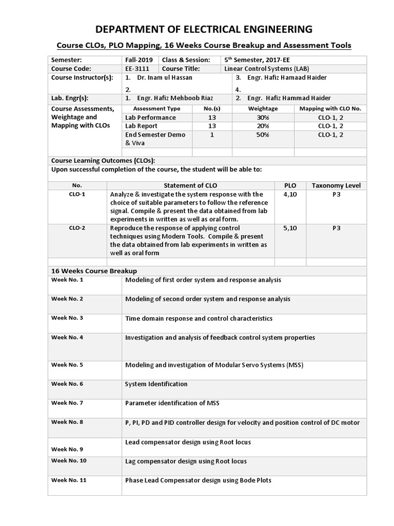 Linear Control Systems Lab Overview | PDF | Systems Engineering | Analysis