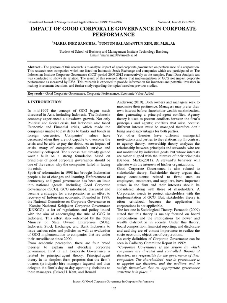 Corporate Governance's Impact on Performance | PDF | Corporate ...
