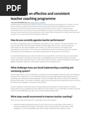 Developing an Effective and Consistent Teacher Coaching Programme
