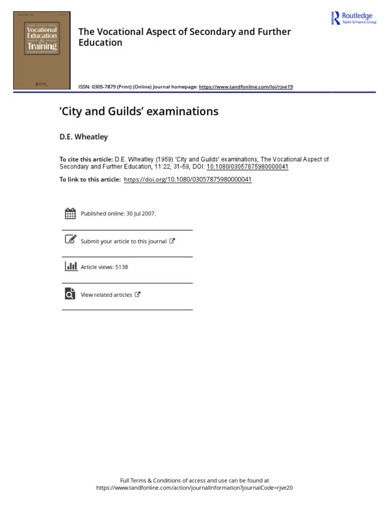 ‘City and Guilds’ examinations The Vocational Aspect of Secondary and
