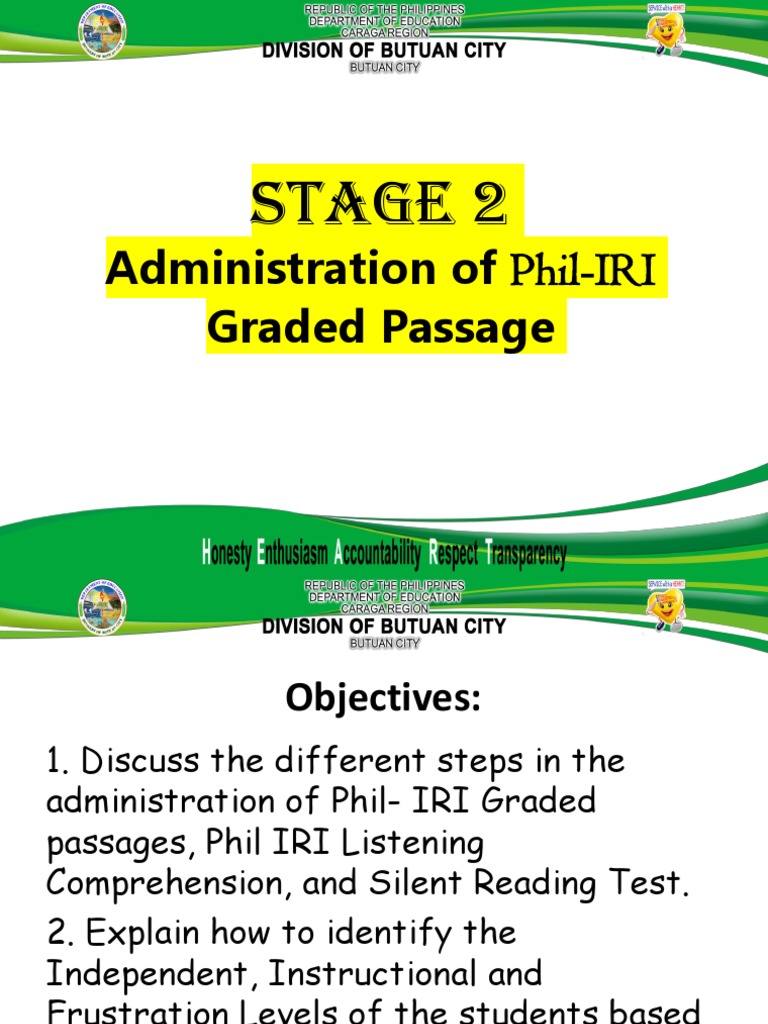 Stage 2: Administration of Phil-IRI Graded Passage | PDF | Reading ...