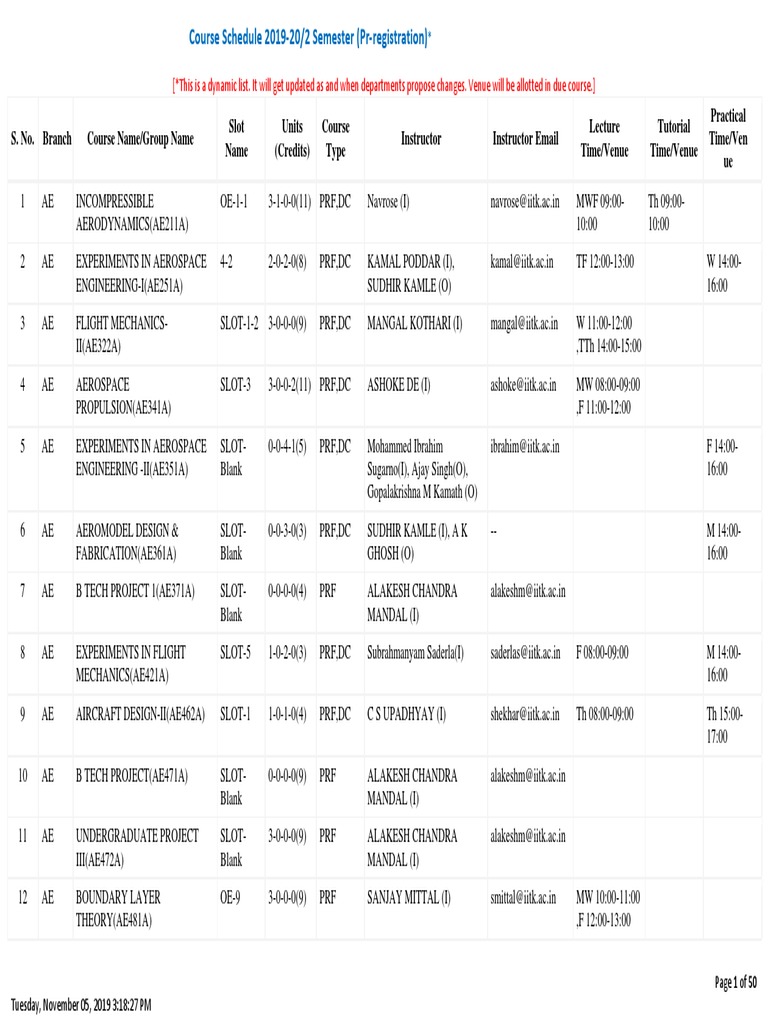 Course Schedule Pr 19 2 Earth Sciences Nature