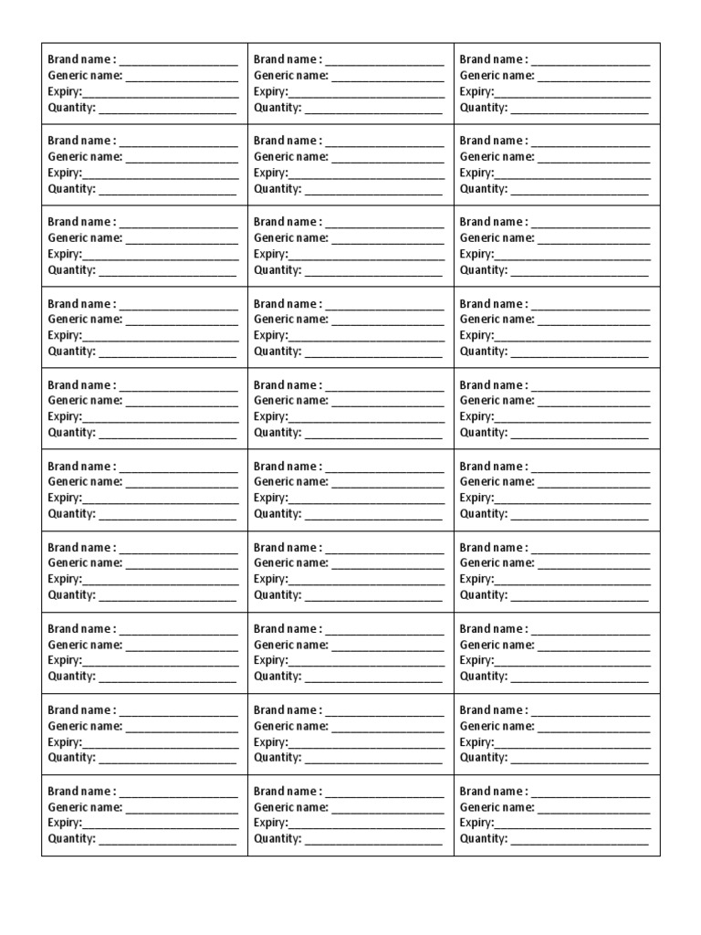 Medicine Labeling Exam Template | PDF | Clinical Medicine | Pharmacology