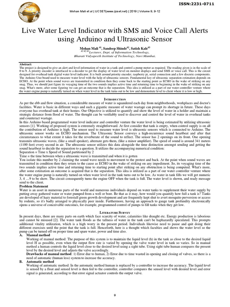 Live Water Level Indicator Using IoT | PDF | Valve | Ultrasound