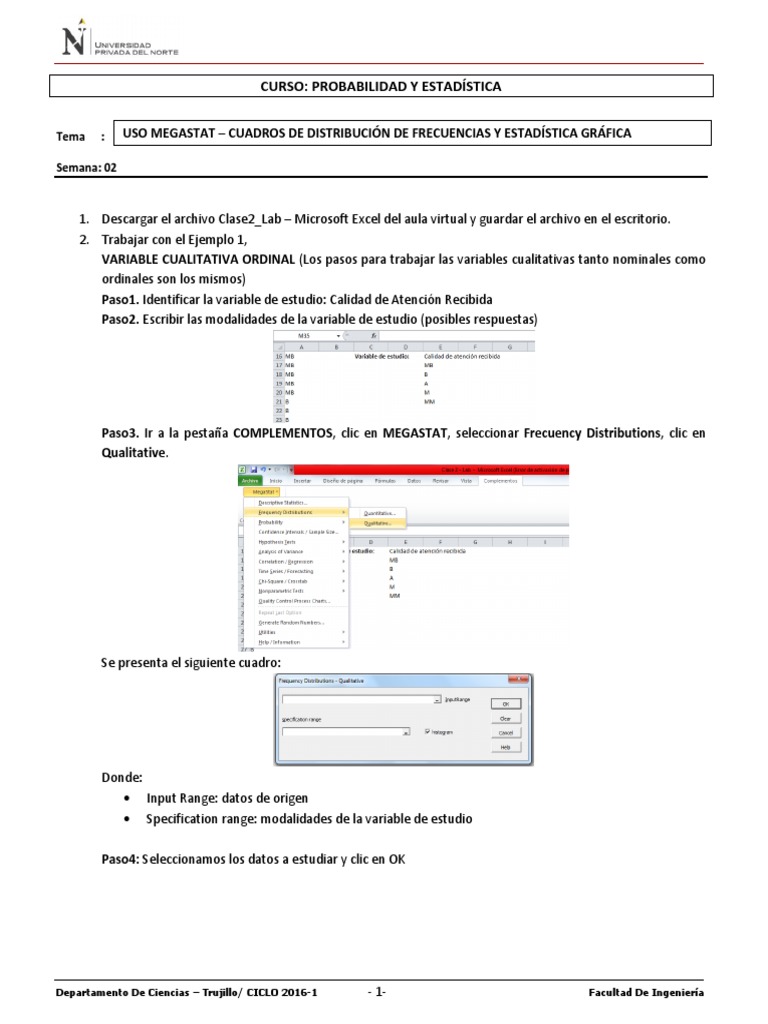 Uso Megastat - Cuadros de Distribución de Frecuencias y Estadística ...