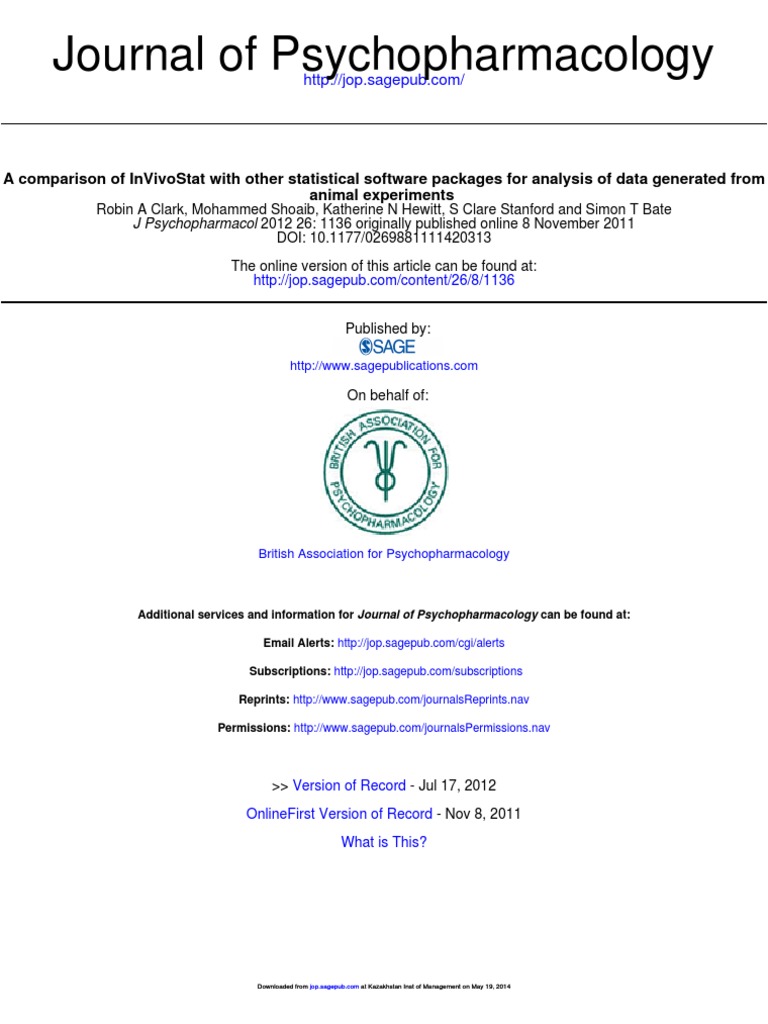Journal of Psychopharmacology: J Psychopharmacol | PDF | Analysis Of ...