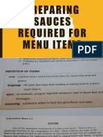 Preparing Sauces Required For Menu Items