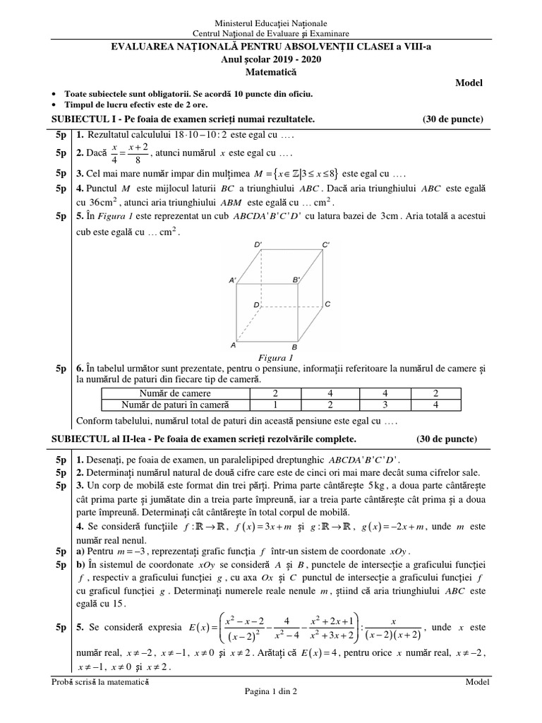 Model Evaluare NaÈ›ionalÄƒ 2020