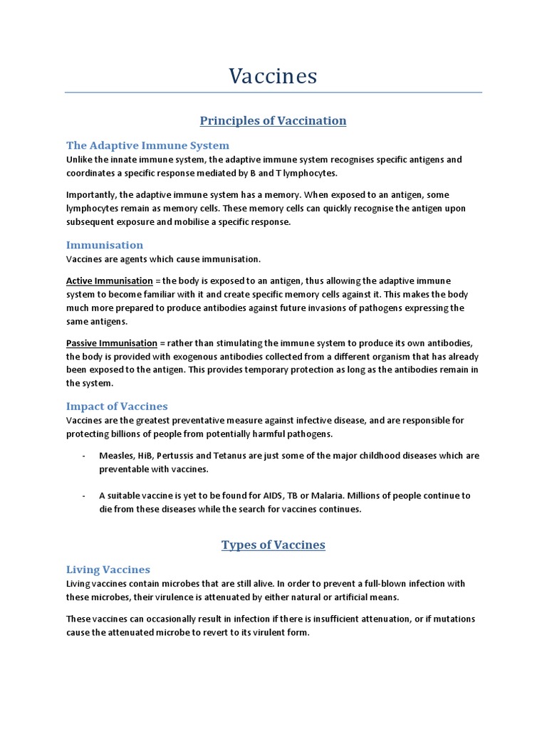 Understanding Vaccines and Immunization | PDF | Adaptive Immune System ...
