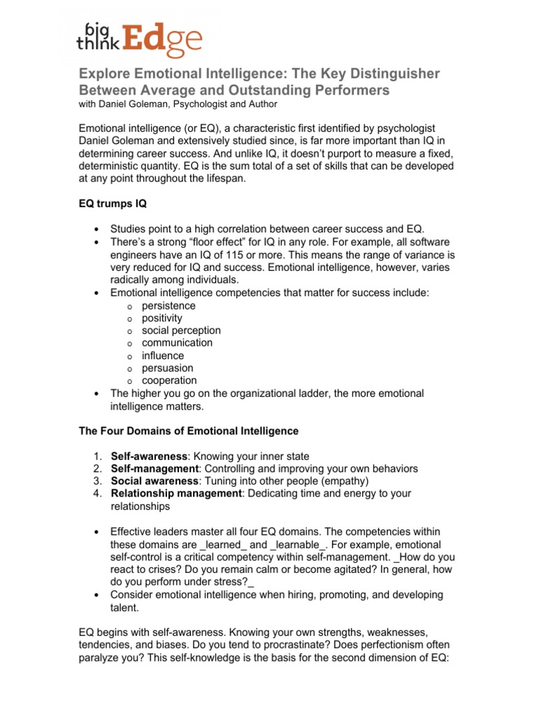 Mastering Emotional Intelligence for Success | PDF | Emotional ...